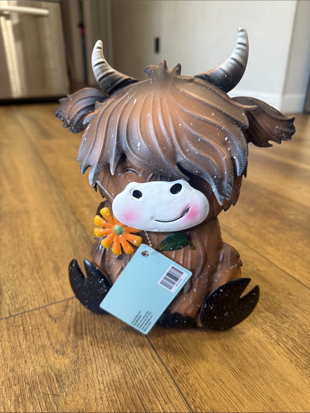 Hobby Lobby Whimsical Metal Highland Cow With Flower NEW
